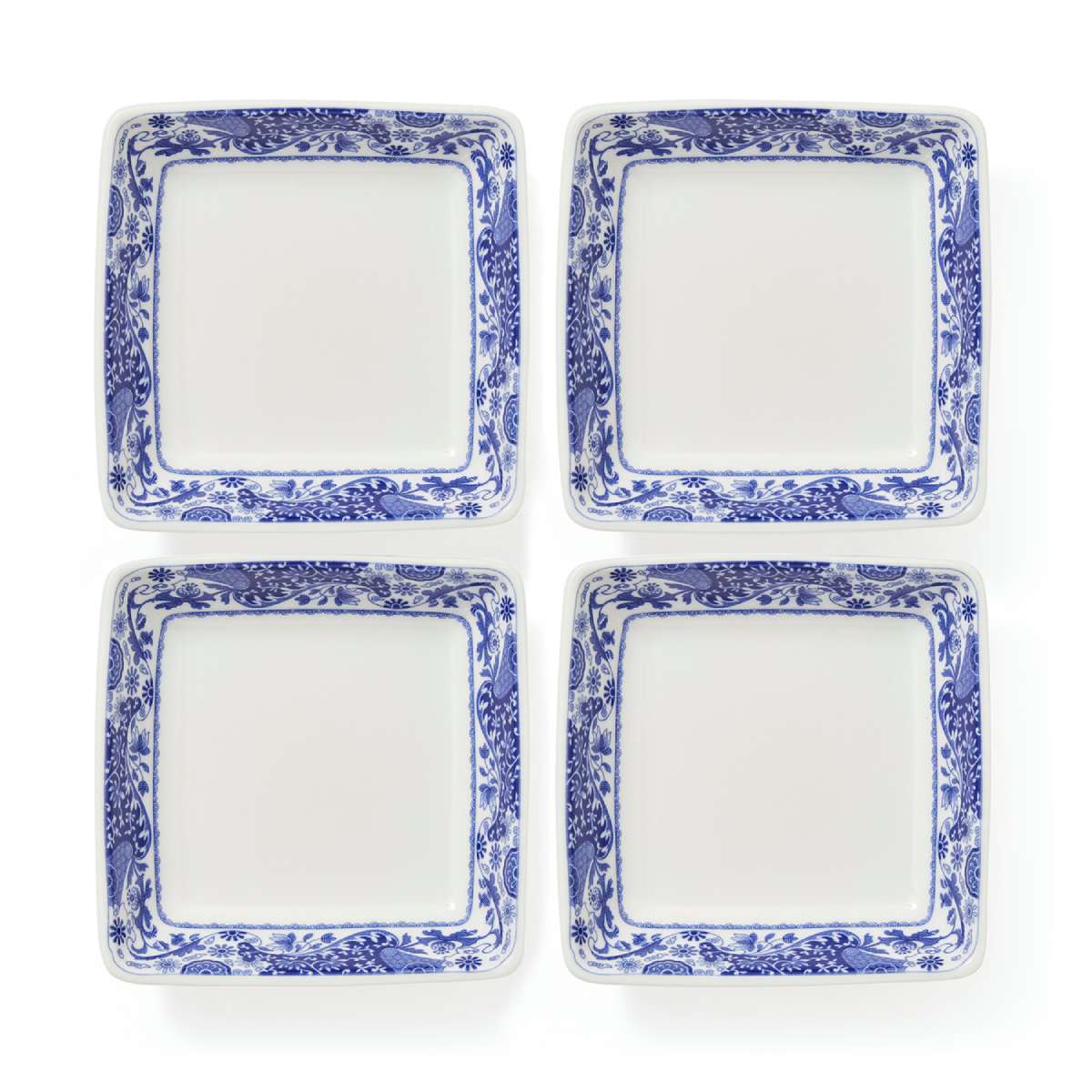 Blue Italian Brocato Set of 4 Square Dishes  image number null